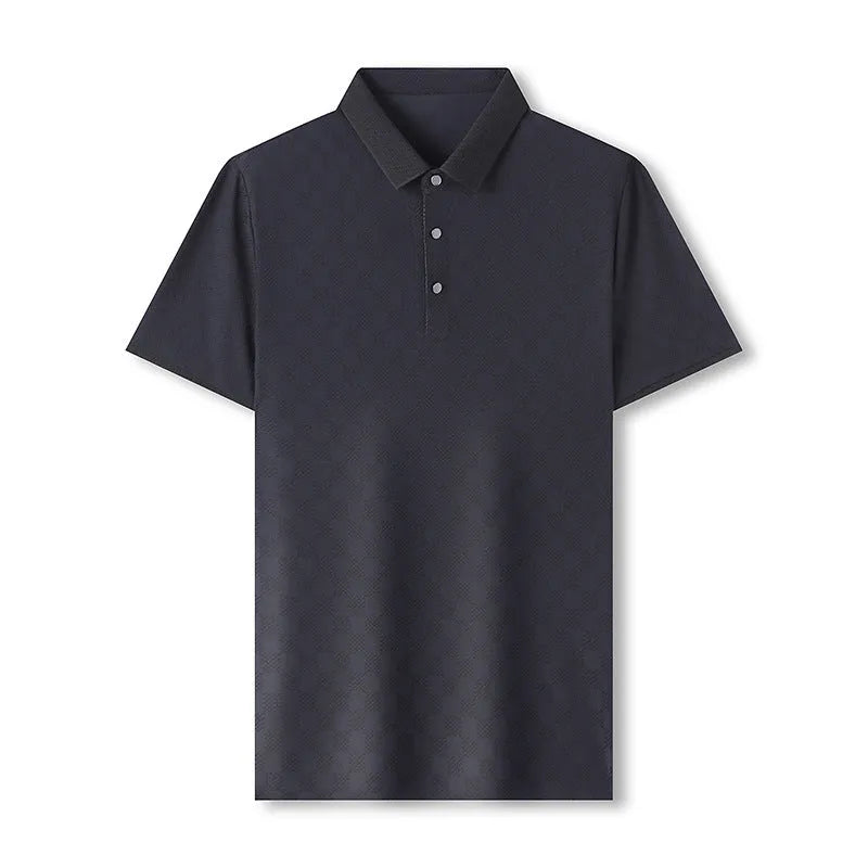 Rhombus brand thin ice silk short sleeve t-shirt in black with a slit design detail.