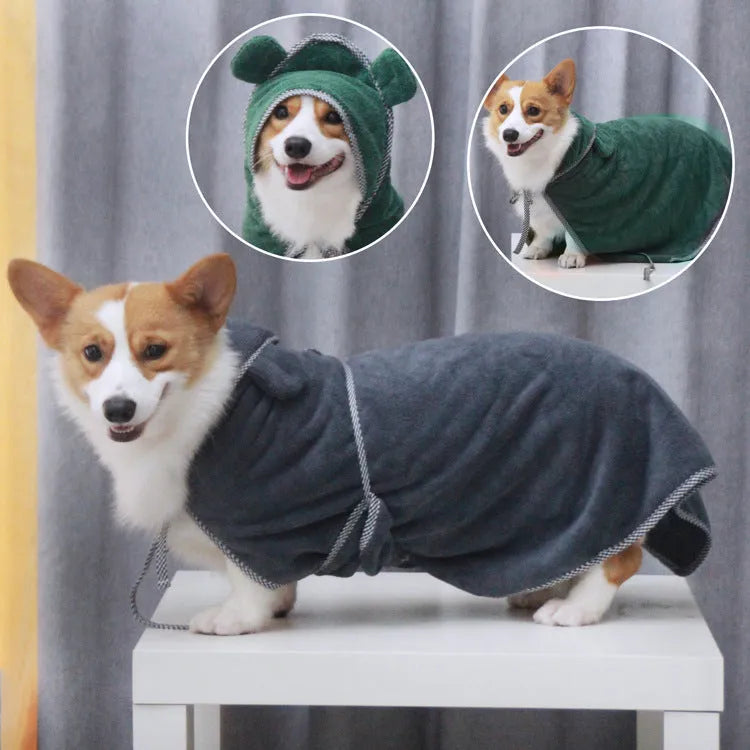 Ultra fine fiber pet towels in grey and green colours for dog and cat baths