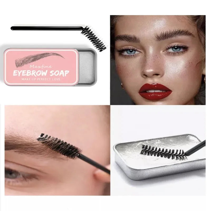 Eyebrow cream kit showing 10g dye ointment and an eyebrow brush for natural brow definition.