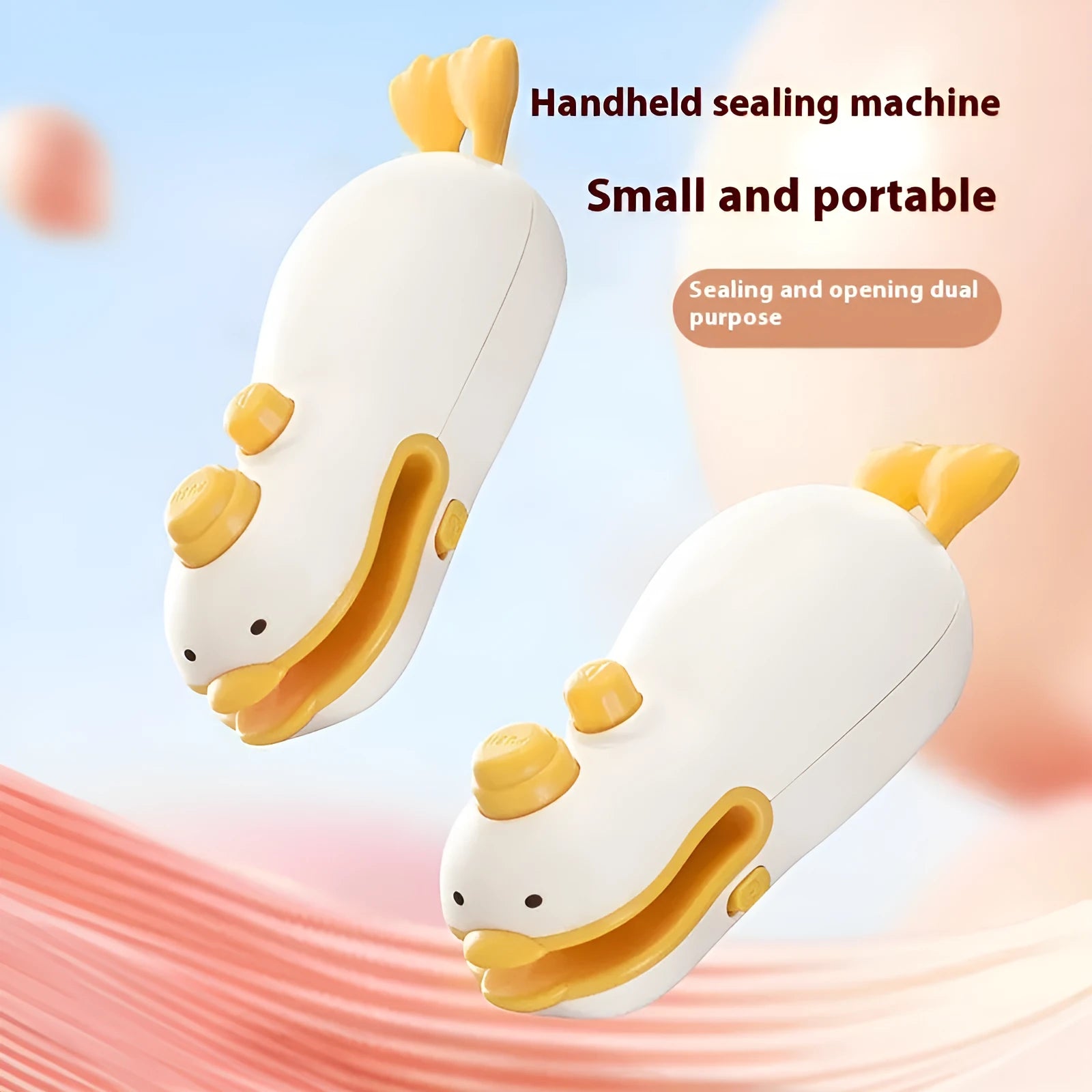 Yellow duck jacquard design rechargeable heat sealing machine with charging cable