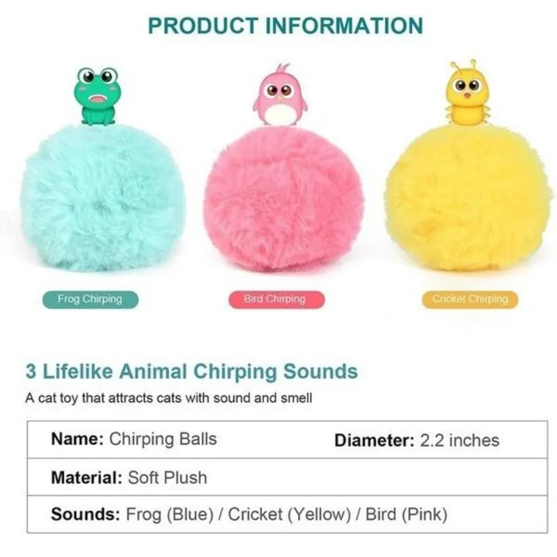 Colourful interactive cat toy ball that makes animal sounds when touched by pets