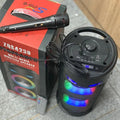 Black portable Bluetooth speaker with dual horn design and wheat aesthetic details
