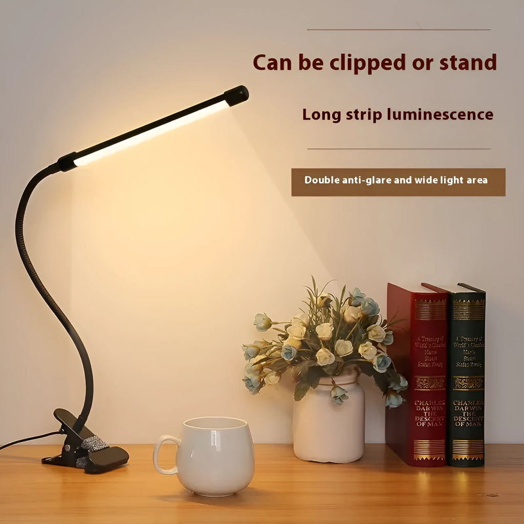 Black or white USB LED desk lamp with 26cm length for student study areas