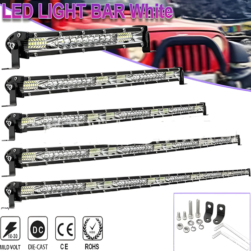Ultra-thin aluminium alloy LED strip light for vehicle mounting in three length options