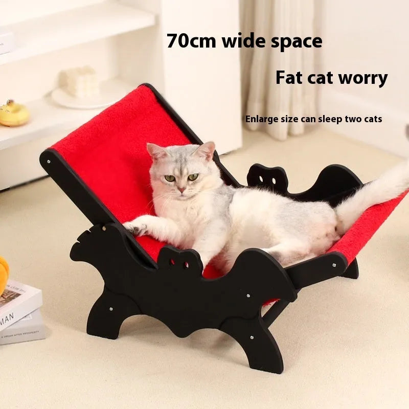 MW-054 black and red wooden cat recliner bed with climbing platforms