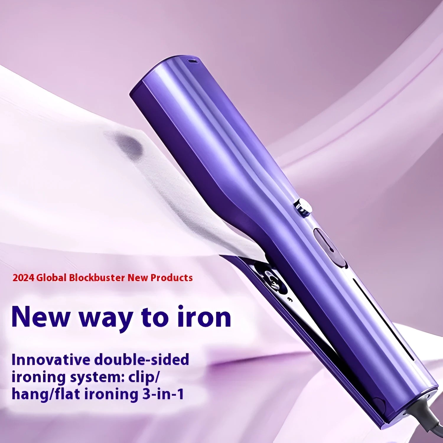 Handheld garment steamer portable pressing machine with plastic clip.