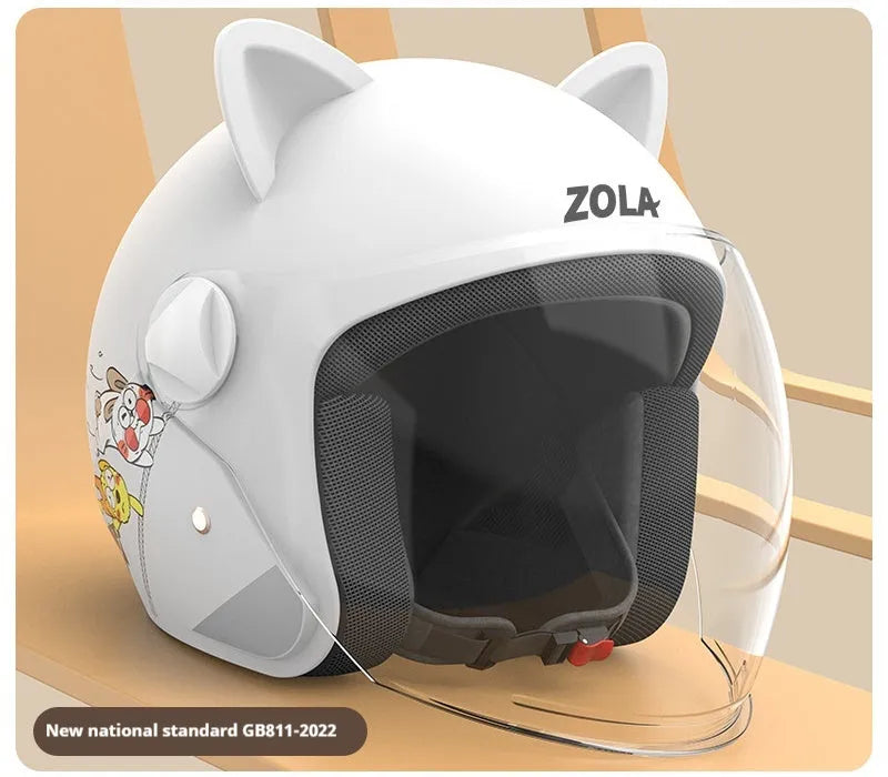 Electric bicycle helmet with attached winter scarf and anti-fog visor shown in blue.