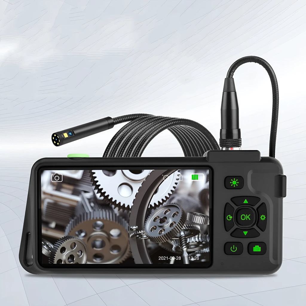 Handheld industrial endoscope with 4.5-inch screen and thin inspection probe