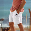 Men's elastic drawstring shorts with heat transfer floral patterns in cotton blend fabric