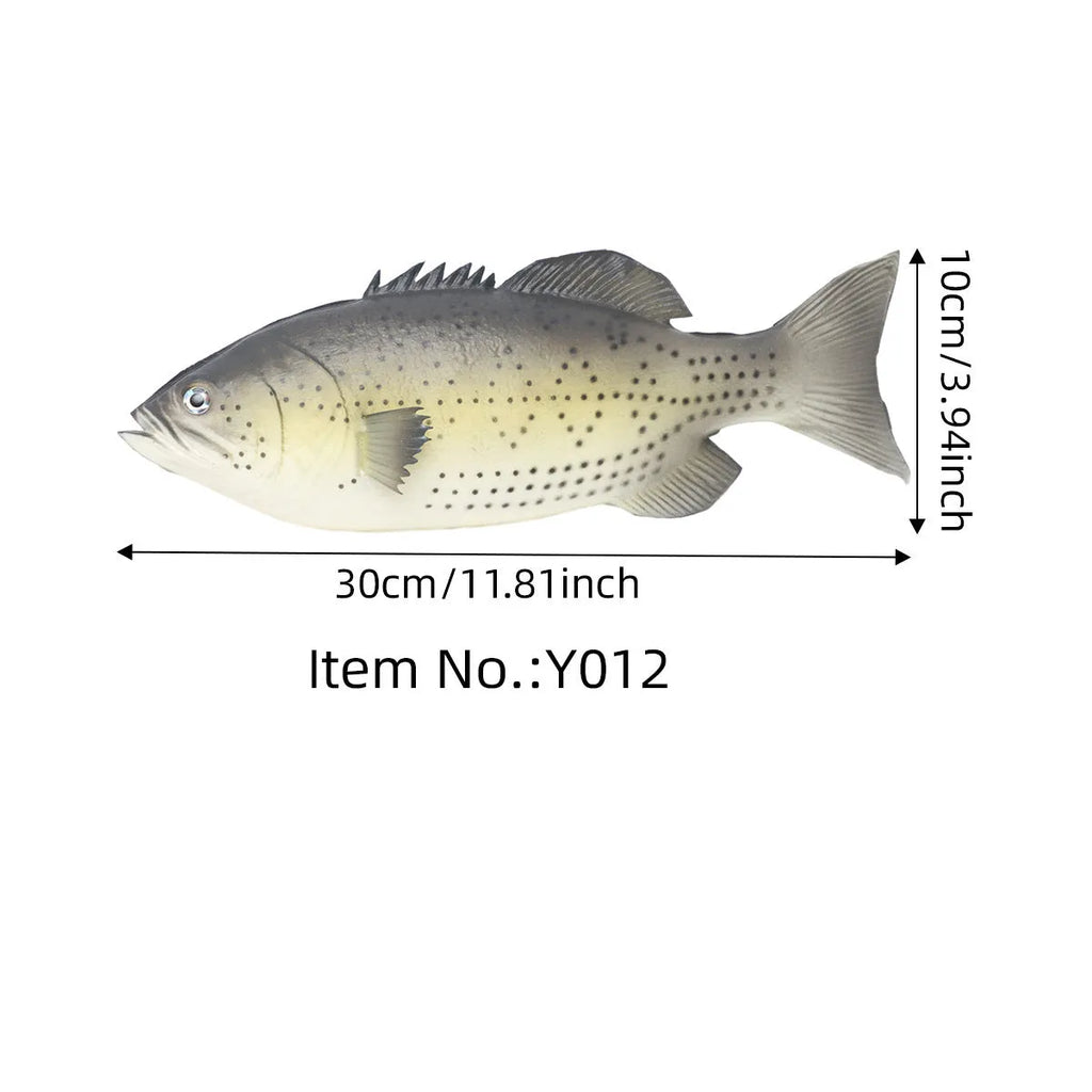 Set of three PU simulated fish model ornaments including yellow-fin tuna and small tuna for aquarium decor