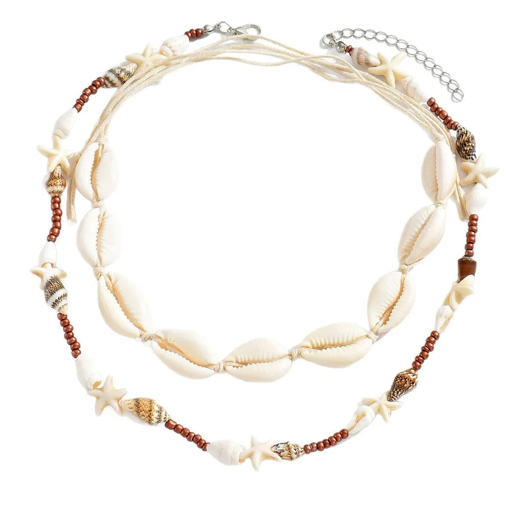 Handmade geometric shell necklace for women in colour X1900 with bohemian summer style