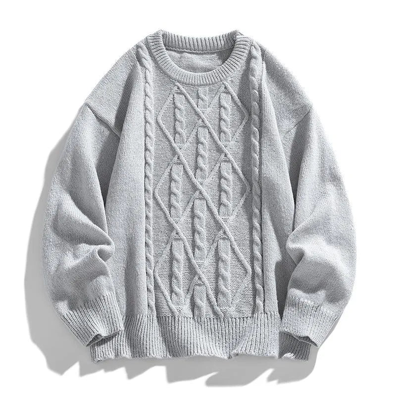 Twist stripes pullover furry sweater in cloud blue for teenagers, thick chemical fibre blend, straight fit