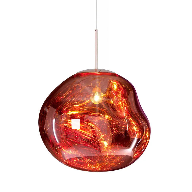Irregular glass Nordic lava lamp chandelier in gold, red copper or silver finish