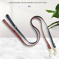 Black PU leather dog lead with metal clasp showing traction belt design