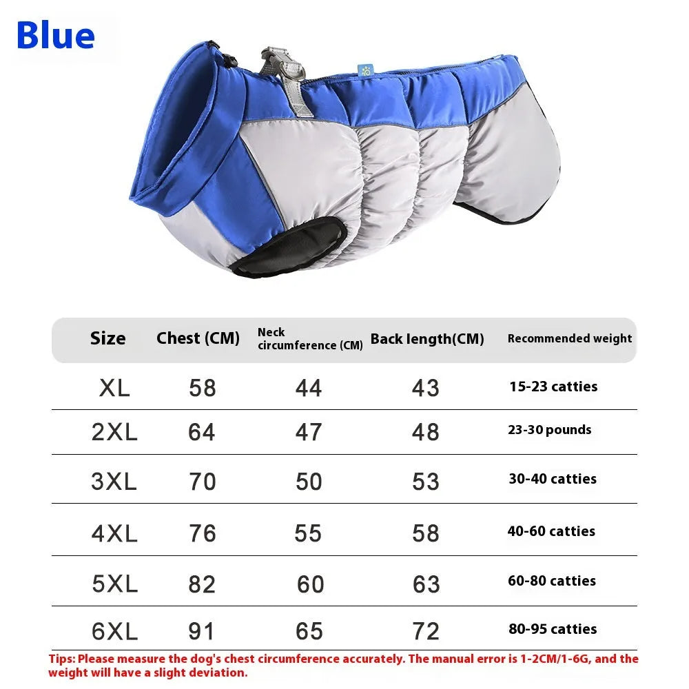 Waterproof reflective polar fleece winter coat for a large dog in casual style.