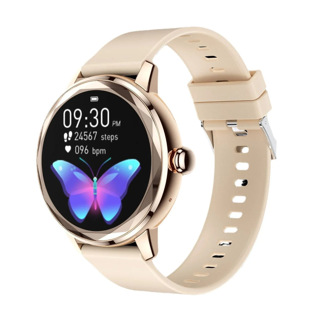 Ladies smart watch with TFT screen, heart rate and blood oxygen monitoring, Bluetooth calling, waterproof, in silver colour