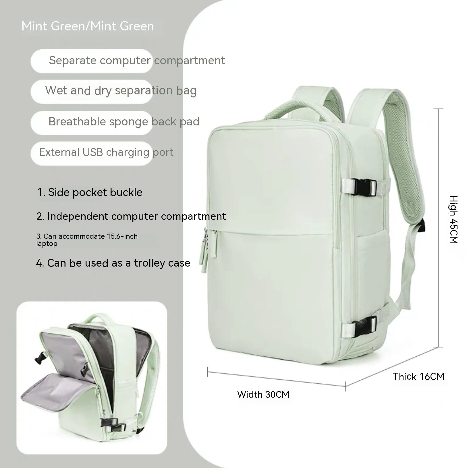 Large nylon waterproof mummy backpack in various colours on a neutral background.