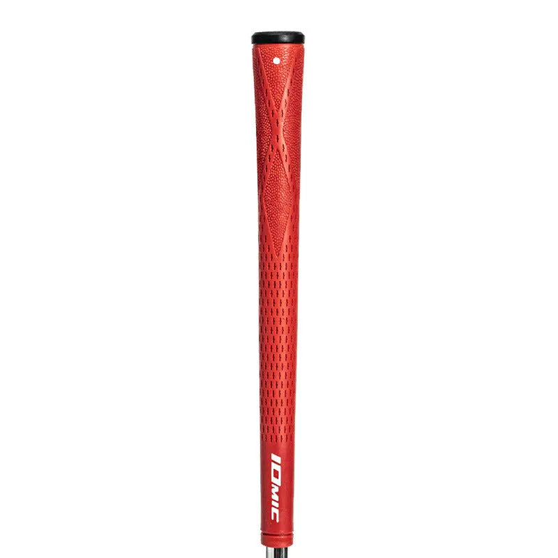 TPE golf club grip in various colours including pink, red, blue, white, and two-tone black with coloured head.