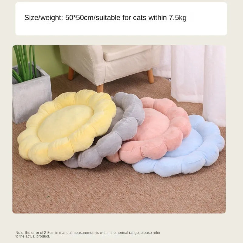 Blue half-surround pet bed with soft plush for small dog or cat