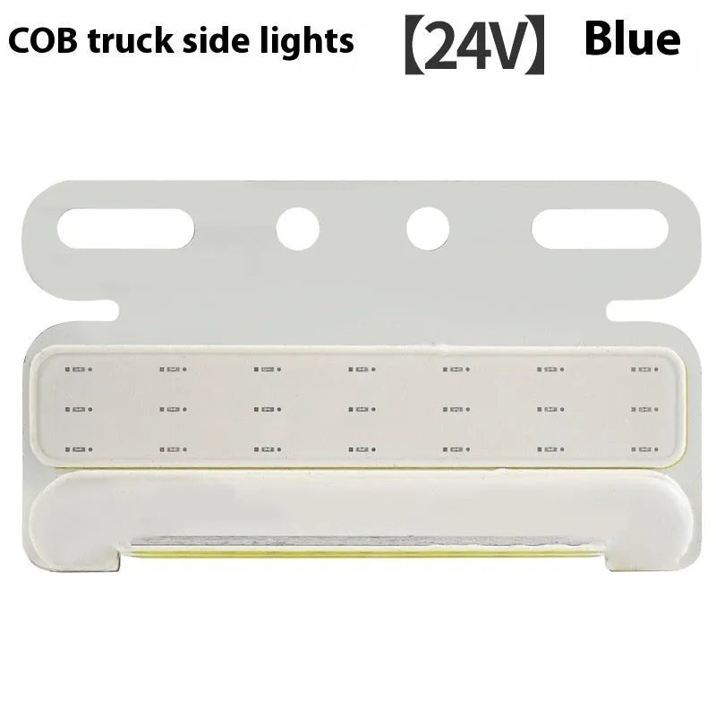 Waterproof aluminium housing COB LED truck side light for 12V and 24V systems in five colour options.