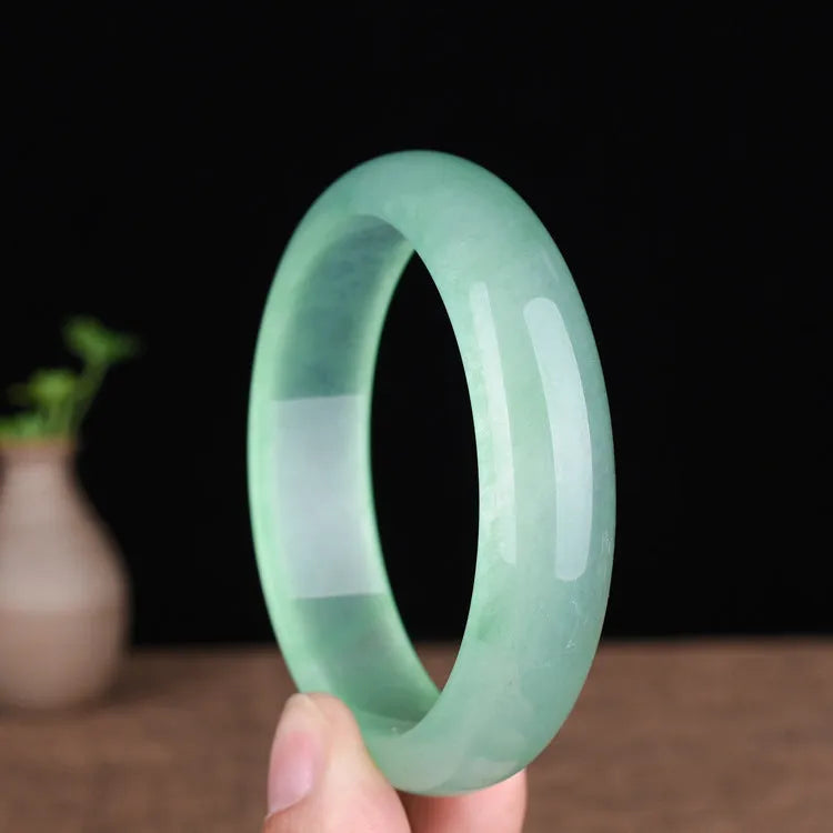 Women's quartz rock jade bracelet in oil cyan light green or blue colour with modern minimalist design