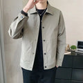 Men's thin single-layer long sleeve jacket in a Korean style, shown in a neutral colour.