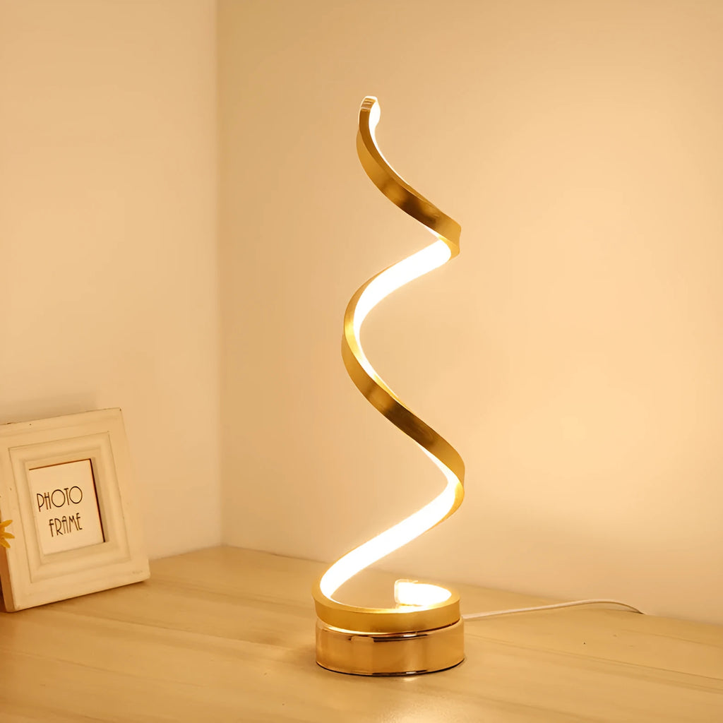 Minimalist black or white LED table lamp with aluminium shade and tri-colour dimming