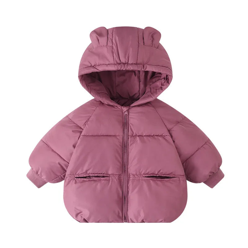 Solid colour children's wadded jacket in milky white, polyester filling, Korean style, suitable for boys and girls sizes 90-130cm