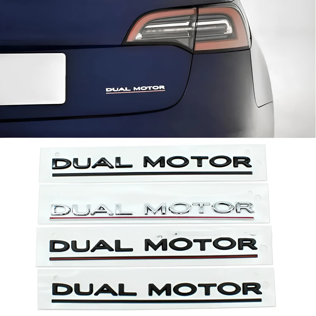 ABS plastic performance car sticker for Tesla Model 3 bumper in matte black and red stripes.