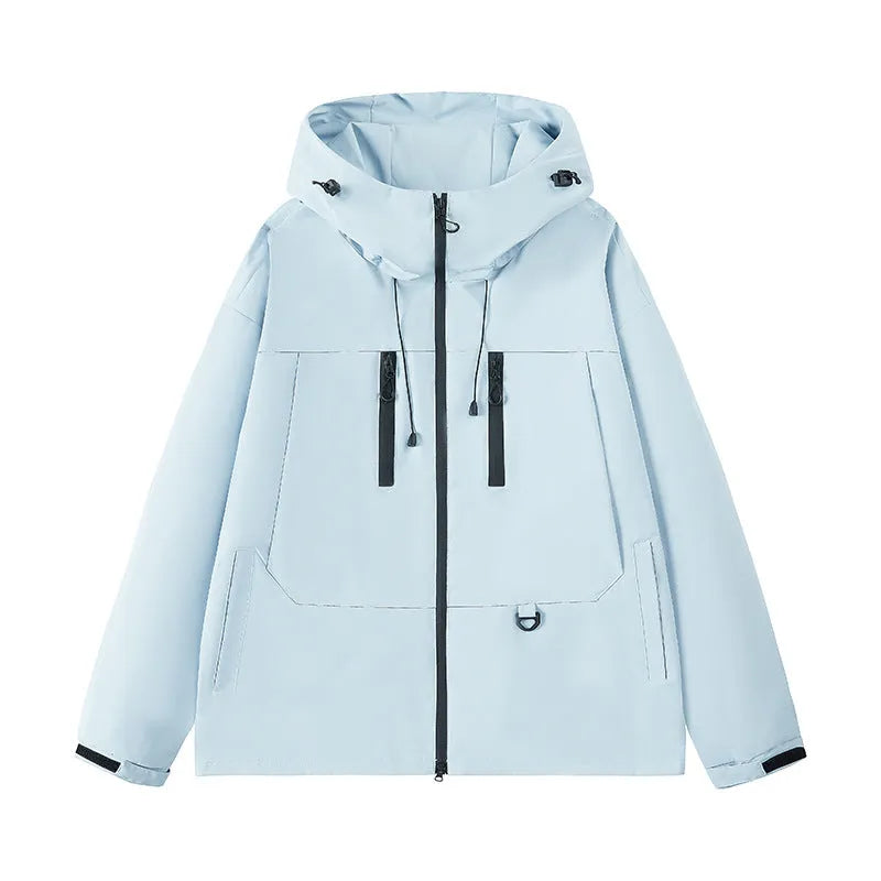 Dopamine three-proof outdoor couple's windbreaker in slim fit solid colour with zippered pocket, polyester lining, available in multiple colours