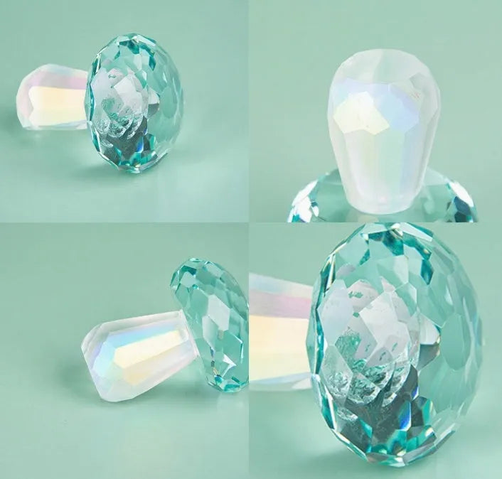 Colourful crystal mushroom decorative ornament in modern geometric style.