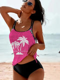 Women's loose-fitting tangini briefs bikini set with split leg design in polyester fabric