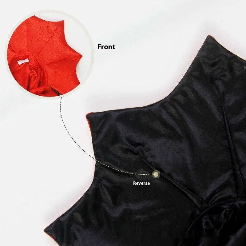 Black and red Halloween pet costume for cats and dogs on animal mannequin