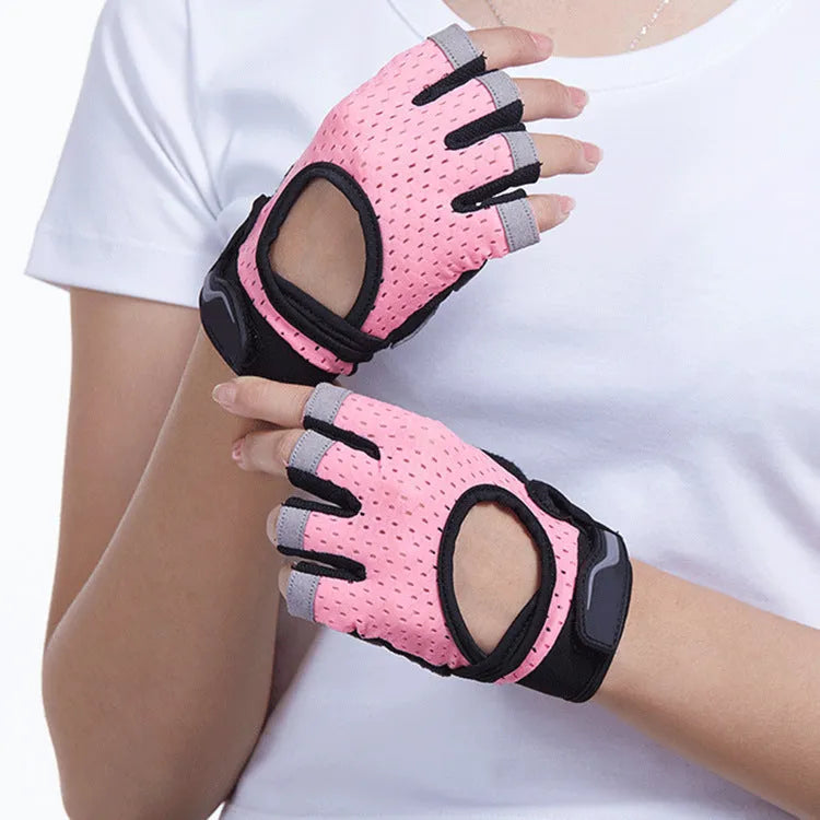 Nylon fitness gloves in black with wristband for dumbbell and horizontal bar training