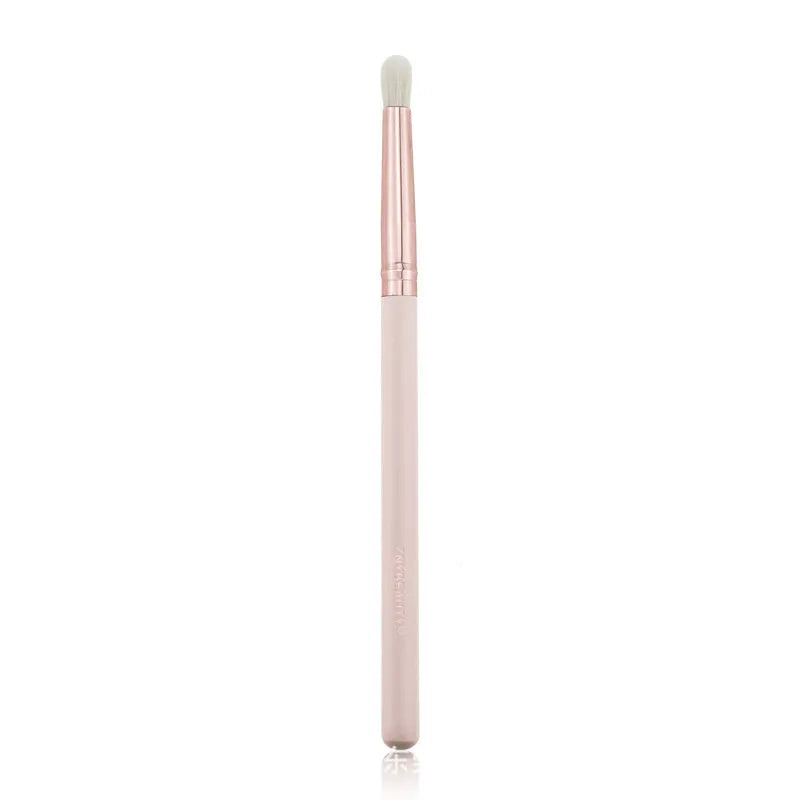 26 pink-handled makeup brushes with wool bristles in a pink PU case