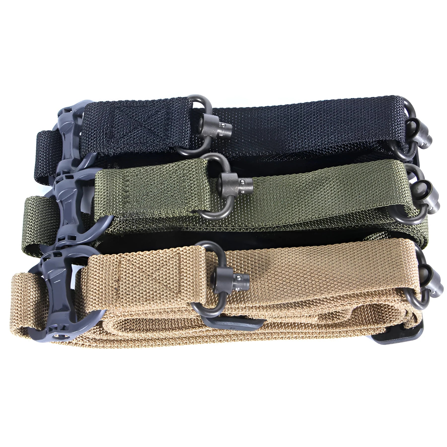 MS4 tactical nylon multifunctional strap rope shown in black colour, demonstrating its length and buckle.