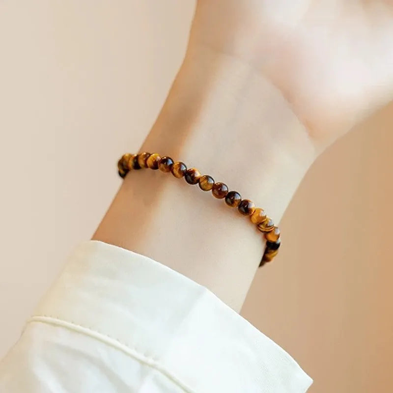 New Chinese style geometric Tigereye bracelet showing rounded elements and natural stone banding