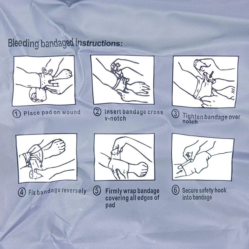 Portable outdoor hemostatic bandage with tactical gauze tape roll in first aid packaging