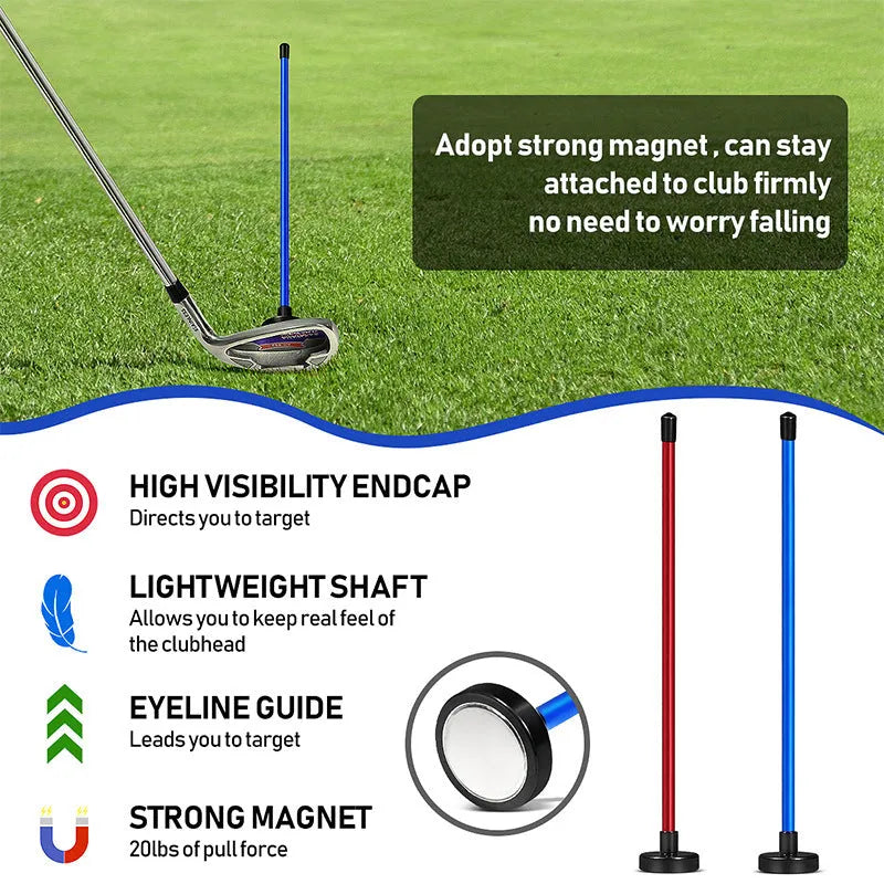 Aluminium alloy magnetic golf swing trainer in red or blue colour with baseball bar alignment