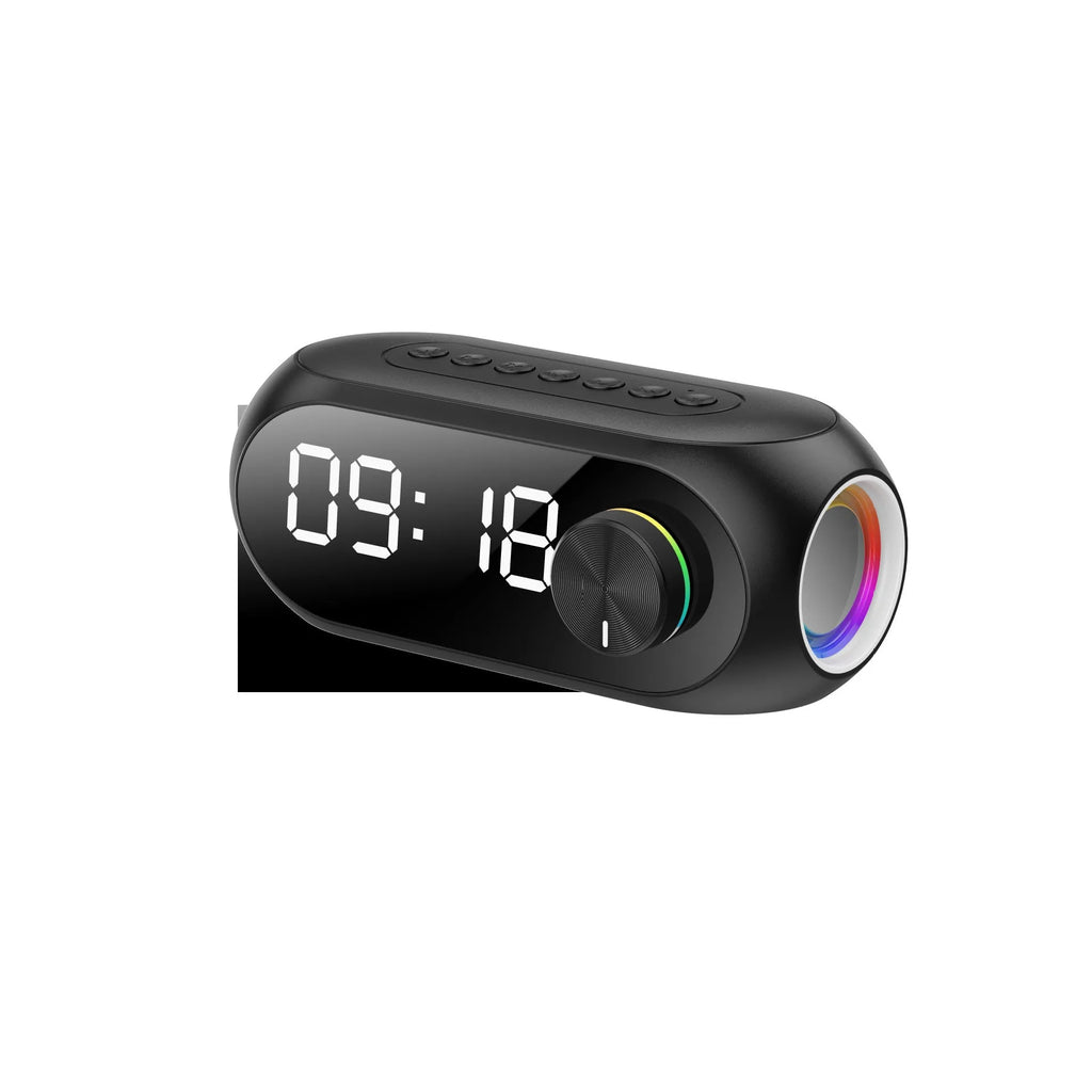 Extra bass portable mini clock speaker in black, white or blue with USB cable