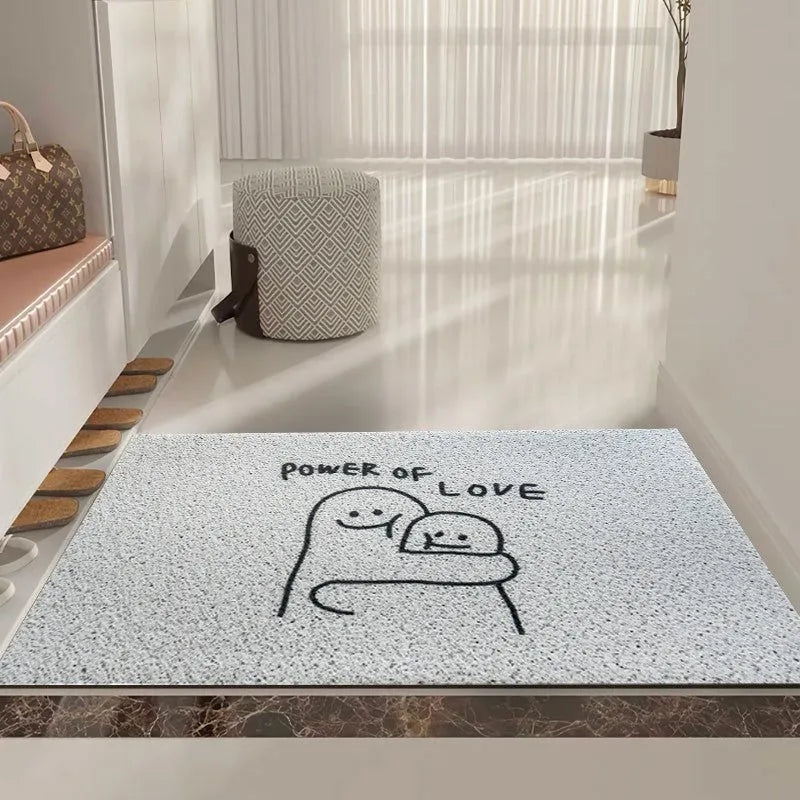 Square cartoon facial expression PVC floor mat in Mr. Big Nose colour and geometric pattern.
