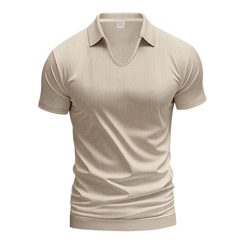 Men's loose fit V-neck short sleeve T-shirt in cotton blend fabric