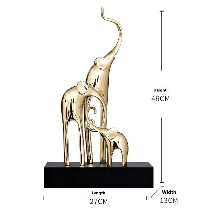 Resin elephant decorative ornament in gold, silver, rose gold, or retro colour finish