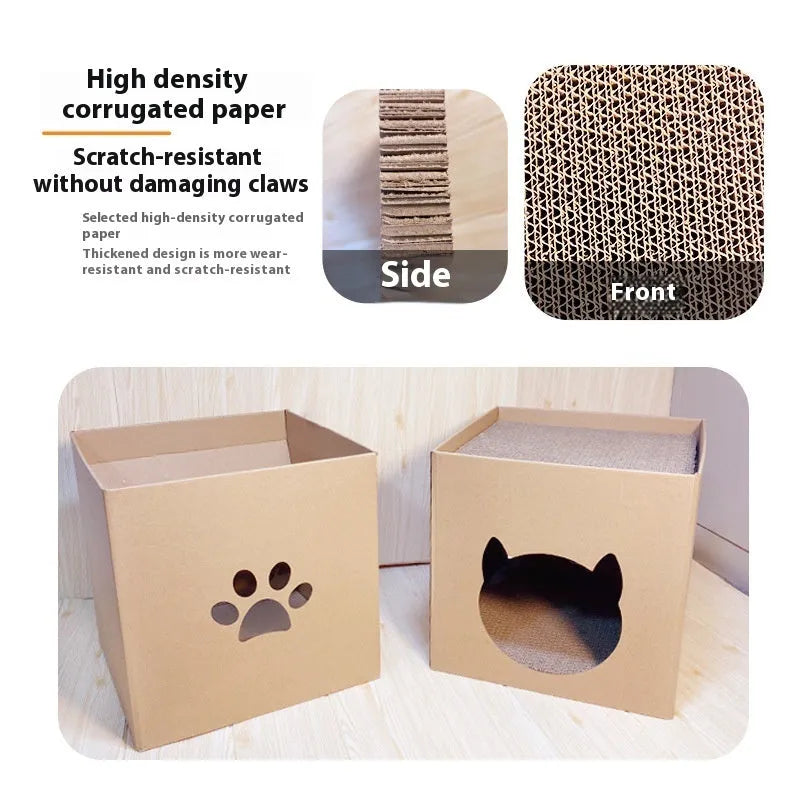 Vertical corrugated paper cat scratch board measuring 30x30cm in pet milk carton colour