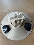 Men's grey solar fan cap with wide brim and integrated cooling fans