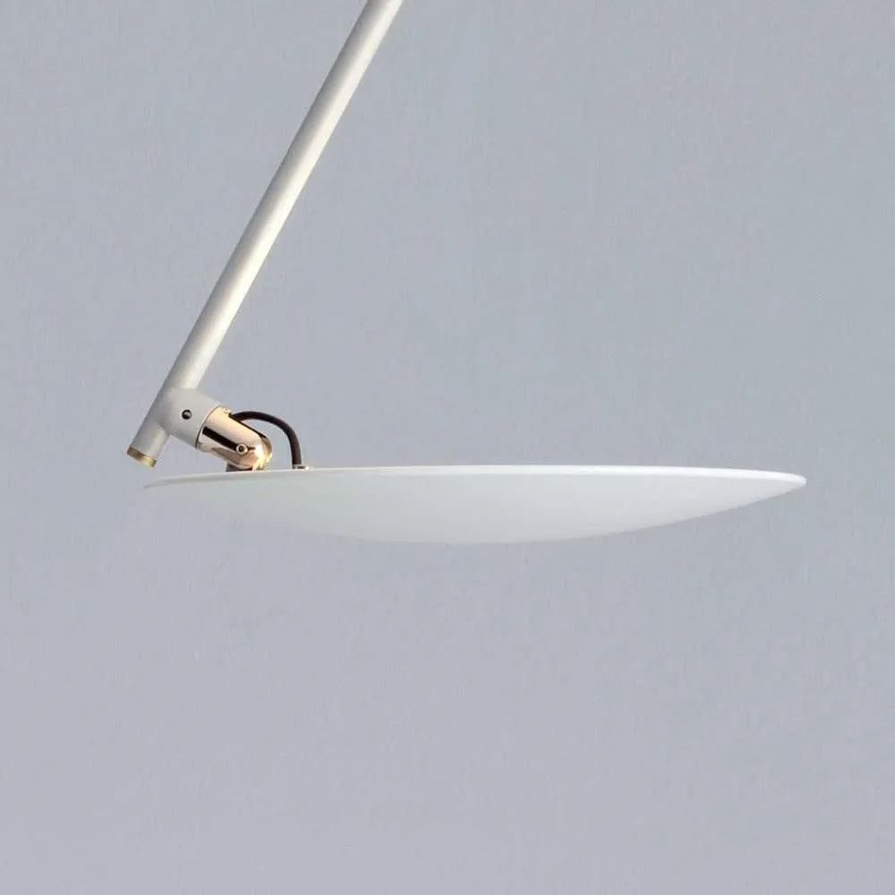White and white gold 50cm diameter iron ceiling lamp with warm LED light.
