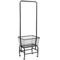White single rod pulley storage car on castors with clothes hanger