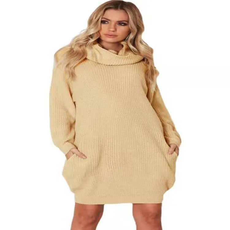 Acrylic pullover sweater with lapel collar and front pocket in apricot colour showing slim fit silhouette