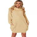 Acrylic pullover sweater with lapel collar and front pocket in apricot colour showing slim fit silhouette