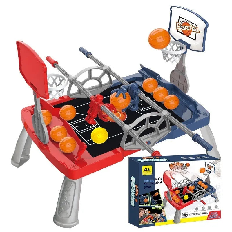 Children's toy double battle hand-cranked basketball shot counter plastic set